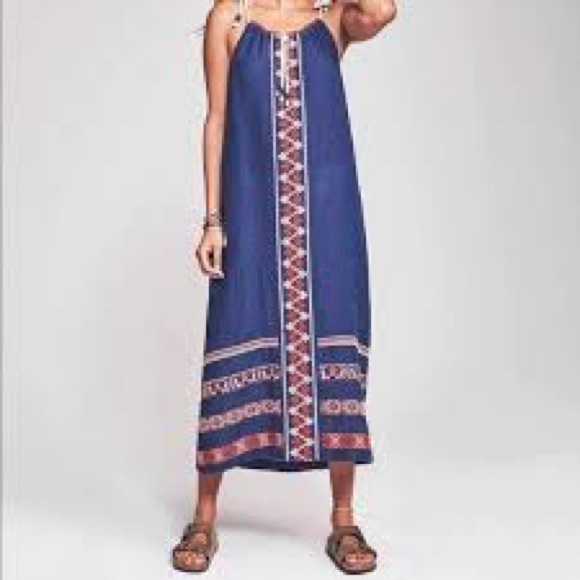 Faherty Dresses & Skirts - Faherty M 100% Linen Phaedra dress Indigo maxi